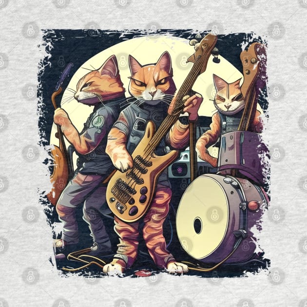 Rock Cat Playing Guitar Vintage - Funny Cats by William Edward Husband